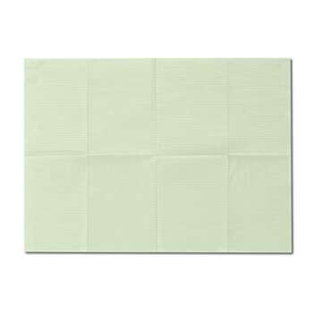 Practicon 125 Pack Green Disposable Patient Bibs, 18" x 13", 3 Ply Waterproof Paper Bib Sheet with P...
