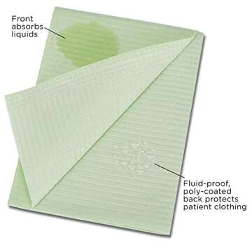 Practicon 125 Pack Green Waterproof Disposable Patient Bibs