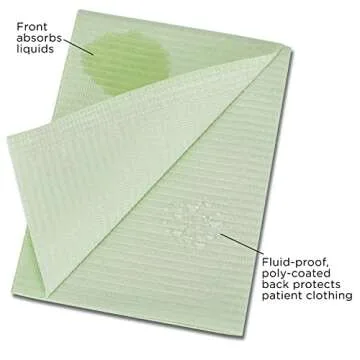 Practicon 125 Pack Green Waterproof Disposable Patient Bibs
