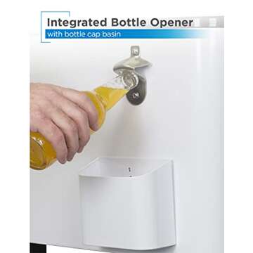 BLACK+DECKER Mobile Cooler on Wheels, 20 Gallon Insulated Rolling Cart with Stainless Steel Bottle Opener, Bar Cart with Wheels and Beverage Cooler with Drain, Ice Chest with Wheels, White