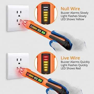 Neoteck Non-Contact AC Voltage Tester Pen, AC 12-1000V, LED Flashlight, Buzzer Alarm for Live/Null Wire Judgment