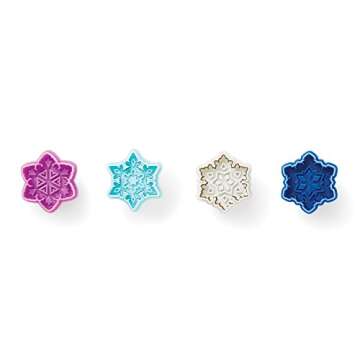 Fox Run Intricate Assorted Winter Snowflake Pastry/Cookie/Pie/Fondant 2" Stamper and Cutters 2", Set of 4, Multi-Color
