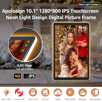 ApoloSign Neon Light Digital Picture Frame - AI Enhanced Sharing