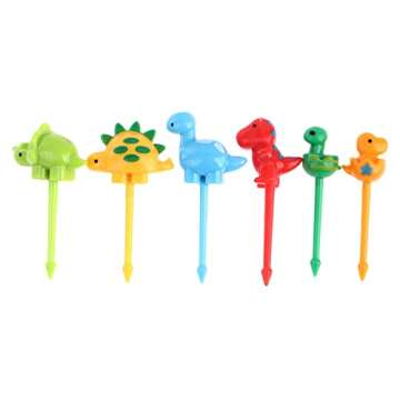 6 Pcs Animal Food Picks for Kids, Fun Bento Picks, Cute Dinosaur Cartoon Animal Fruit Food Toothpick...