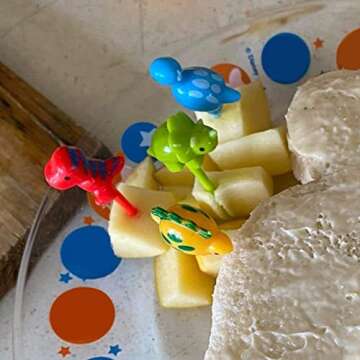 6 Pcs Animal Food Picks for Kids, Fun Bento Picks, Cute Dinosaur Cartoon Animal Fruit Food Toothpicks, Lunch Bento Box Picks for Toddler, Kids Lunch Accessories for School Multicolor