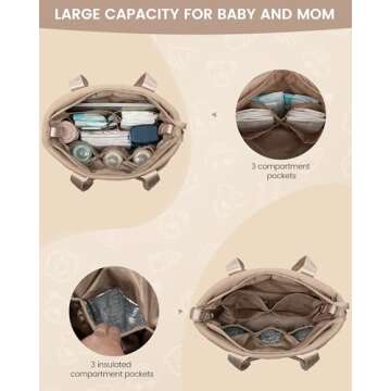 LOVEVOOK Diaper Bag Tote, Puffer Baby Diaper Bag with Insulated Pocket,Travel Diaper Tote with Pacifier Case and Changing Pad