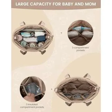 LOVEVOOK Diaper Bag Tote, Puffer Baby Diaper Bag with Insulated Pocket,Travel Diaper Tote with Pacifier Case and Changing Pad