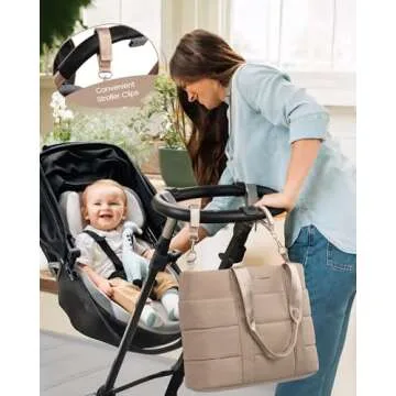 LOVEVOOK Diaper Bag Tote, Puffer Baby Diaper Bag with Insulated Pocket,Travel Diaper Tote with Pacifier Case and Changing Pad