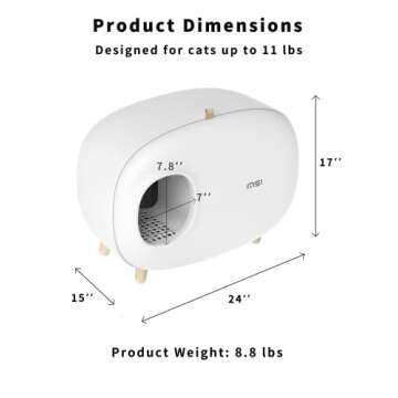 MS!MAKE SURE Cat Litter Box (with Litter Mat), Enclosed Design, Large Space Litter Box with Lid, Prevent Sand Leakage and Isolate Odors, Easy to Clean, with Cat Litter Scoop - White