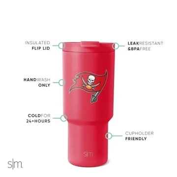 Tampa Bay Buccaneers 30 oz Tumbler with Flip Lid and Straws