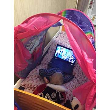 Kids Dream Bed Tent Twin Size - Deluxe Space Adventure & Dinosaur Island & Unicorn & Winter Wonderland Play Tents Boys Girls Pop up Tents Children Game Tent Magical Playhouse Christmas Birthday Gifts