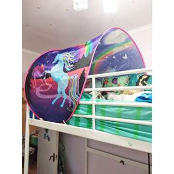 Kids Dream Bed Tent Twin Size - Deluxe Space Adventure & Dinosaur Island & Unicorn & Winter Wonderland Play Tents Boys Girls Pop up Tents Children Game Tent Magical Playhouse Christmas Birthday Gifts