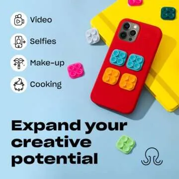 OCTOBUDDY Mini Silicone Suction Phone Case Adhesive Mounts - Hands-Free, Strong Grip Holder for Selfies and Videos - Durable, Easy to Use - iPhone and Android Compatible - 6 x 1" x 1", Transparent