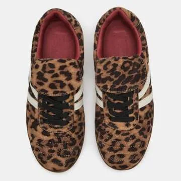 Cheetah Leopard Sneakers for Women Fashion Comfortable Print Tennis Shoes Casual Non-Slip Lace-up Lightweight Flat Walking Shoes Leopard Szie 10