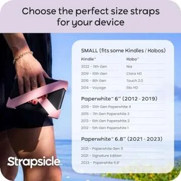 Strapsicle Hand Strap for Kindle Paperwhite 6.8" (11th & 12th Gen), Signature Edition & Kobo– Lightweight Grip for Comfortable Reading – 2 Pack, Large - Black