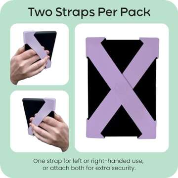 Strapsicle Hand Strap for Kindle Paperwhite 6.8" (11th & 12th Gen), Signature Edition & Kobo– Lightweight Grip for Comfortable Reading – 2 Pack, Large - Black