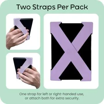 Strapsicle Hand Strap for Kindle Paperwhite 6.8" (11th & 12th Gen), Signature Edition & Kobo– Lightweight Grip for Comfortable Reading – 2 Pack, Large - Black