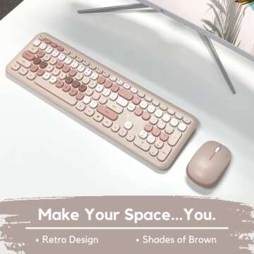 X9 Colorful Keyboard and Mouse Wireless - 2.4G Retro Wireless Keyboard and Mouse Combo - Aesthetic a...