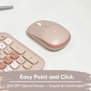 X9 Colorful Keyboard and Mouse Wireless - 2.4G Retro Wireless Keyboard and Mouse Combo - Aesthetic and Bubble Keys - Cute Typewriter Keyboard and Mouse for Computer PC Laptop Windows & Chrome (Brown)