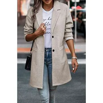 PRETTYGARDEN Women's 2024 Plaid Shacket Jacket Casual Button Wool Blend Winter Tartan Trench Coat With Pockets (Solid Apricot,Small)