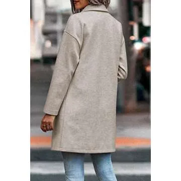 PRETTYGARDEN Women's 2024 Plaid Shacket Jacket Casual Button Wool Blend Winter Tartan Trench Coat With Pockets (Solid Apricot,Small)