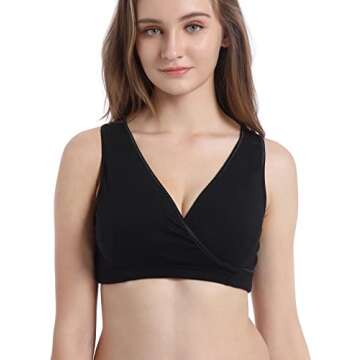 CAKEY Maternity Nursing Sleep Bra Tank Breastfeeding Pregnancy Bralette (Medium, Z-Black/grey/burgundy/navy-4Pcs)