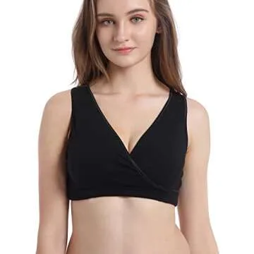 CAKEY Maternity Nursing Sleep Bra Tank Breastfeeding Pregnancy Bralette (Medium, Z-Black/grey/burgundy/navy-4Pcs)