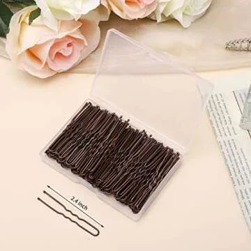 Cehony U Shaped Hair Pins, 200 Count Buns Waved Hair Pins for Updos with Box for Women Lady Girls Bo...