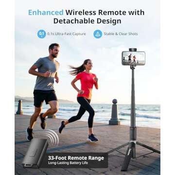 Fuloview 60' Selfie Stick Tripod - Wireless Remote & Compatibility