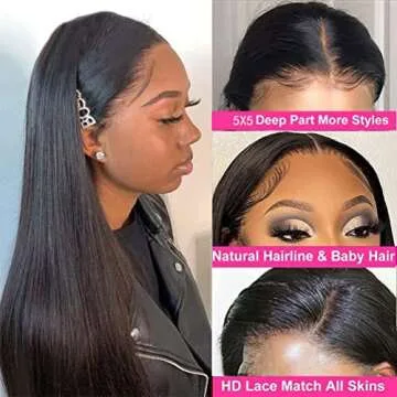 Lace Front Wigs Human Hair Straight 5x5 HD Lace Closure Wigs Human Hair Pre Plucked with Baby Hair 180% Density Brazilian Virgin Straight Human Hair Wigs for Black Women (Straight Wig,20 Inch)