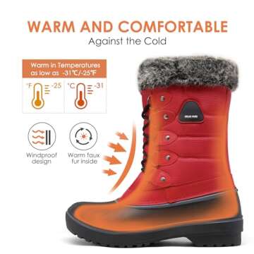 DREAM PAIRS Women's Snow Boots,Size 11,Red,DP-Canada