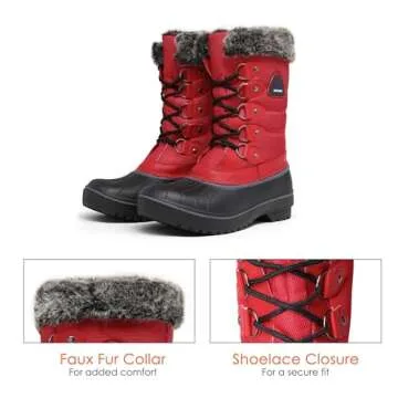 DREAM PAIRS Women's Snow Boots,Size 11,Red,DP-Canada