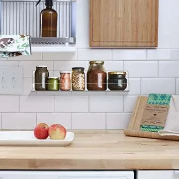 LileZbox Acrylic Clear Floating Shelves, Wall Mounted Acrylic Invisible Bookshelf,Spice Rack Organiz...