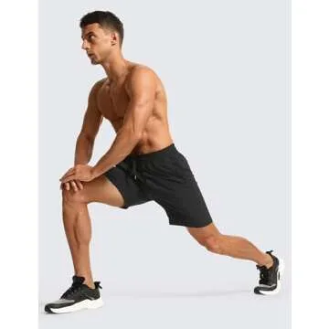 CRZ YOGA Men's Linerless Workout Shorts - 7'' Quick Dry for Running Sports Athletic Gym with Pockets Black X-Large