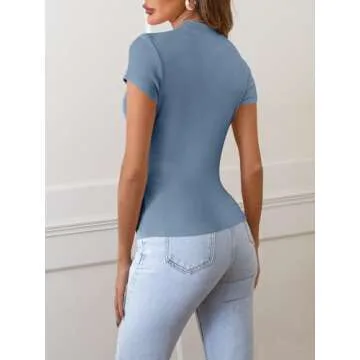 Stylish MEROKEETY Women's Ribbed Knit Summer Tee