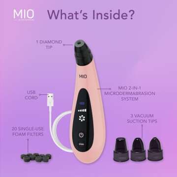 Spa Sciences - MIO - Diamond Tip Microdermabrasion Blackhead Remover, Pore Cleansing, & Resurfacing System - Reduces Acne Scars, Wrinkles, and Exfoliates for Clearer Skin