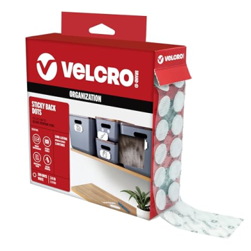 VELCRO Brand Dots with Adhesive White | 200 Pk | 3/4" Circles | Sticky Back Round Hook and Loop Clos...