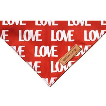 Realeaf Love Dog Bandanas 2 Pack, Triangle Reversible Mothers Day Valentine's Day Pet Scarf for Boy and Girl, Premium Durable Fabric, Holiday Bandana for Medium and Large Dogs (Large)