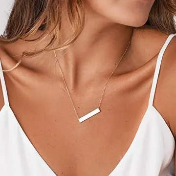 itianxi Gold Dainty Bar Necklace for Women,14K Gold Plated Cute Tiny Horziontal/Balance Necklace,Delicate Fashion Necklace