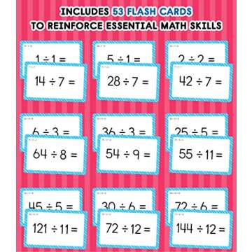Carson Dellosa 54 Division Flash Cards, All Facts for Dividing Through 12, Math Flashcards for Kids Ages 8 and Up, Mathematics Hands-on Learning Resources