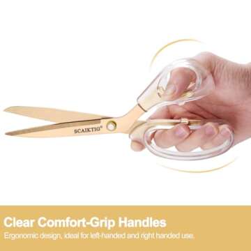 SCAIKTIG Acrylic Scissors Set - Premium Gold Office Scissors for All Purposes