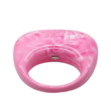 GSYPS Acrylic Evening Clutch Purse Top-handle Moon Hobo Bag, Elegant Marble Handbag for Wedding Cocktail Party A-Fuchsia