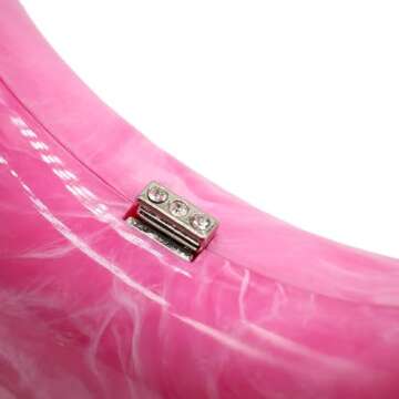 GSYPS Acrylic Evening Clutch Purse Top-handle Moon Hobo Bag, Elegant Marble Handbag for Wedding Cocktail Party A-Fuchsia
