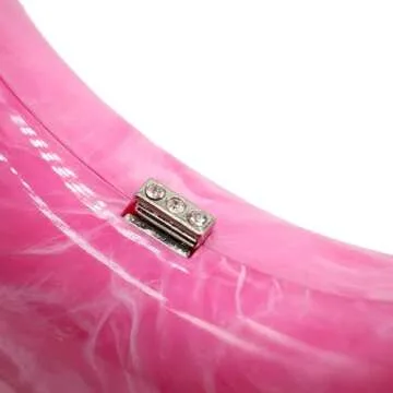 GSYPS Acrylic Evening Clutch Purse Top-handle Moon Hobo Bag, Elegant Marble Handbag for Wedding Cocktail Party A-Fuchsia