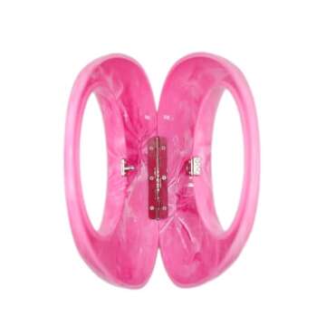 GSYPS Acrylic Evening Clutch Purse Top-handle Moon Hobo Bag, Elegant Marble Handbag for Wedding Cocktail Party A-Fuchsia