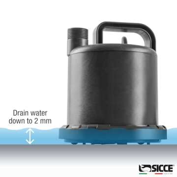SICCE Ultra Zero 793 GPH Multi-Purpose Water Pump | Garden Hose Connection Portable Handle | Ultra Quiet Durable Aquarium Fish Tank Fountain Pond Hydroponics Terrarium Black | Freshwater & Saltwater