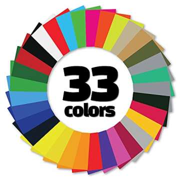 GIO-FLEX Heat Transfer Vinyl 10"x12"-33 Sheets HTV Assorted Color Bundle Pack Iron-On Transfer Design for T-Shirts Compatible with Cricut Silhouette Cameo Heat Press Machine Easy to Weed Cut