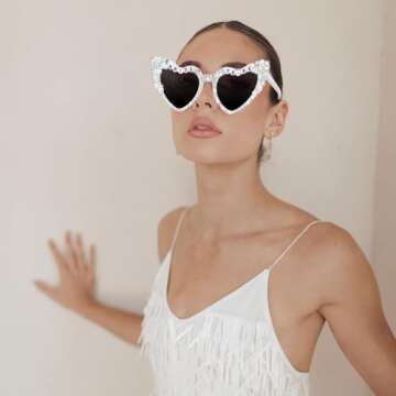 Justotry Bride Sunglasses - Heart Shaped Bachelorette Party Accessories
