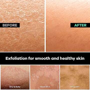 Dermasuri Deep Exfoliating Back Scrubber -Bath & Shower Back Scrub - Body Exfoliator Scraper Tool - Valentine's Gift for Her or Him - Deep Exfoliation Body Cleaner for Shower, 27" Long, 8" Wide