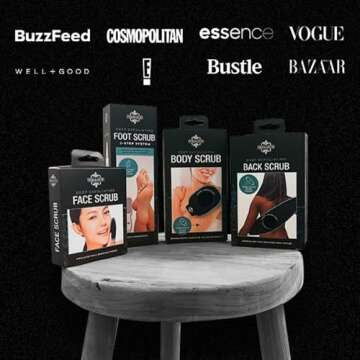 Dermasuri Deep Exfoliating Back Scrubber -Bath & Shower Back Scrub - Body Exfoliator Scraper Tool - Valentine's Gift for Her or Him - Deep Exfoliation Body Cleaner for Shower, 27" Long, 8" Wide